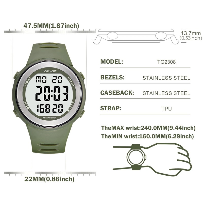 Waterproof Pedometer Watch for Senior Non Bluetooth No App Required