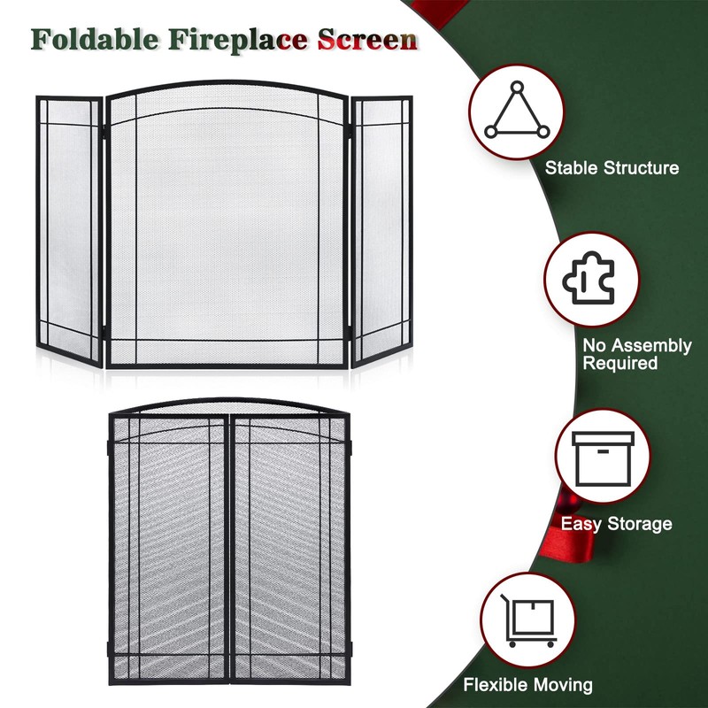 FEED GARDEN 3 Panel Fireplace Screen 48" W x 29"