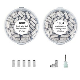 Vyqrx 100Pcs Small Sanding Bands for Nail Drill Bits with 3/32” Mandrel Bits, 180/240 Grit Nail File Sleeves for Electric Nail Files, Professional Manicure and Cuticle Care Tools (180)