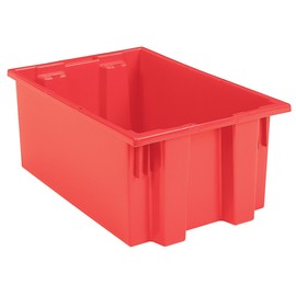 Akro-Mils 35200 Nest and Stack Plastic Storage Container and Distribution Tote, (19-1/2-Inch L x 13-1/2-Inch W x 8-Inch H), Red, (6-Pack)