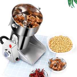 Treliamd Grain Mill Grinder Electric 1000g Commercial Spice Grinder 3600W Stainless Steel Pulverizer Dry Grinding Machine for Wheat Corn Rice Pepper Herbs Coffee Beans