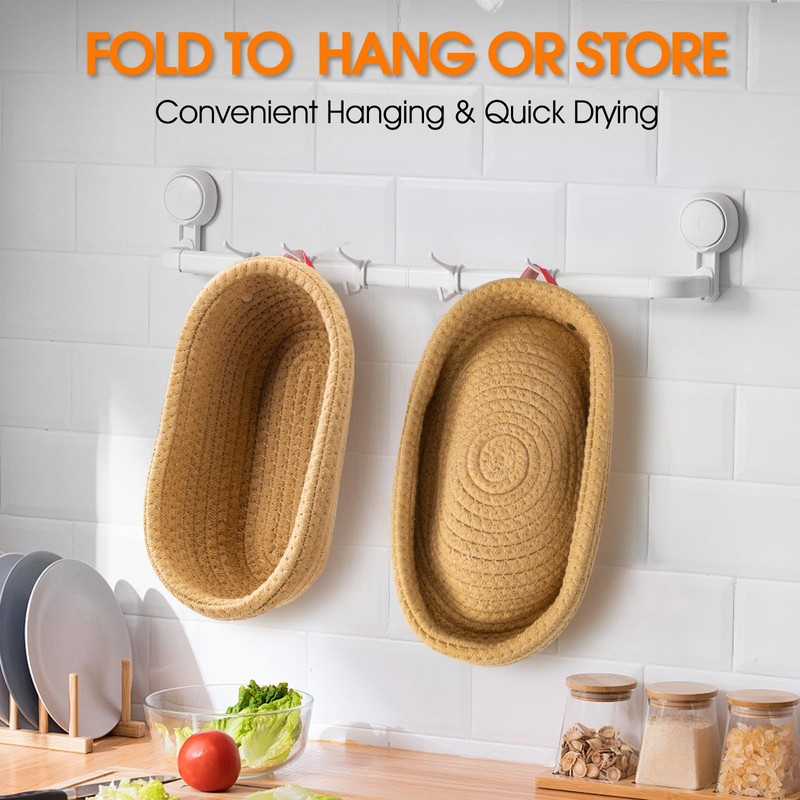 Sourdough Starter Kit, Handmade Cotton Rope oval and round banneton