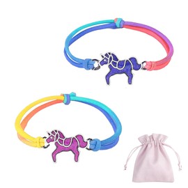 Sugeru Horse Girl Gift, 2 Pieces Mood Bracelet Girls (Temperature Colouring) with 1 x Jewellery Bag, Party Bag Children's Birthday Gifts for Girls, Friendship Bracelet, Metal