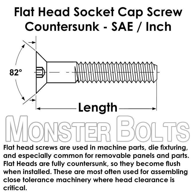 MonsterBolts - #6-32 x 1/4" Flat Head Socket Cap Screws,