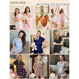 Ekouaer Pajamas for Women Set Button Up Pjs Ruffle Sleeve Sleepwear Notch Collar Bride Soft Pj Lounge Sets White L