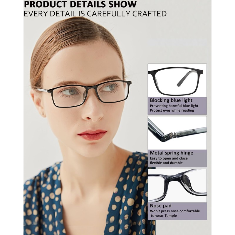 YTDBNS Reading Glasses for Men and Women, Blue Light Blocking