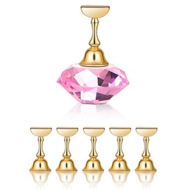 TMISHION Soporte de exhibición de Arte de uñas, Soporte de exhibición de Arte de uñas magnético Puntas de uñas Soporte de Tren de práctica Base de Cristal(Rosa)