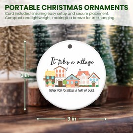 OASSIE Thank You Gifts for Women Men - It's Takes A Village Ceramic Christmas Ornaments 2025 - Christmas Appreciation Daycare Gifts for Neighbor Teacher Nurse Coworker Employee Nanny Babysitter