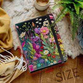 BFSEROBJ Small Photo Album 4x6 inch 120 Pictures PU Leather Photo Albums with Transparent Inner Pockets and Elastic Band for Wedding Boys Girl Travel Family Pictures - Floral Flower