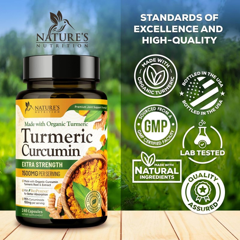 Turmeric Curcumin Supplement 1500mg - Organic Tumeric & BioPerine Black