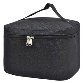 NGIL Black Glitter Large Top Handle Cosmetic Case