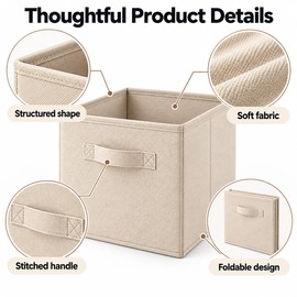 Collapsible Fabric Storage Bin for Home Organization – 10 x 10 x 9 inch (26 x 26 x 23 cm) Reusable Cube Organizer for Toys & Clothes