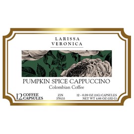Pumpkin Spice Cappuccino Colombian Coffee (Single Serve K-Cup Pods) (Gourmet, Naturally Flavored, Whole Coffee Beans) (12 pods, ZIN: 578155) - 3 Pack
