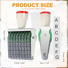 PATIKIL - Sello de rodillo de 8 dígitos, 2 piezas personalizadas de 7,5 mm, 26 números del alfabeto 0-9, símbolo de sello rodante para bricolaje, pape