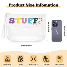 Clear Letter Makeup Bag for Women Cosmetic Bag with a Removable Carry Handle Christmas Birthday Gifts for Mom Grandma Graduation Gifts for Daughter Sister Retirement Present for Colleague(STUFF)