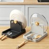 Gzummer Spoon Rest with Lid Holder, Heat-Resistant Pot Lid Rest,