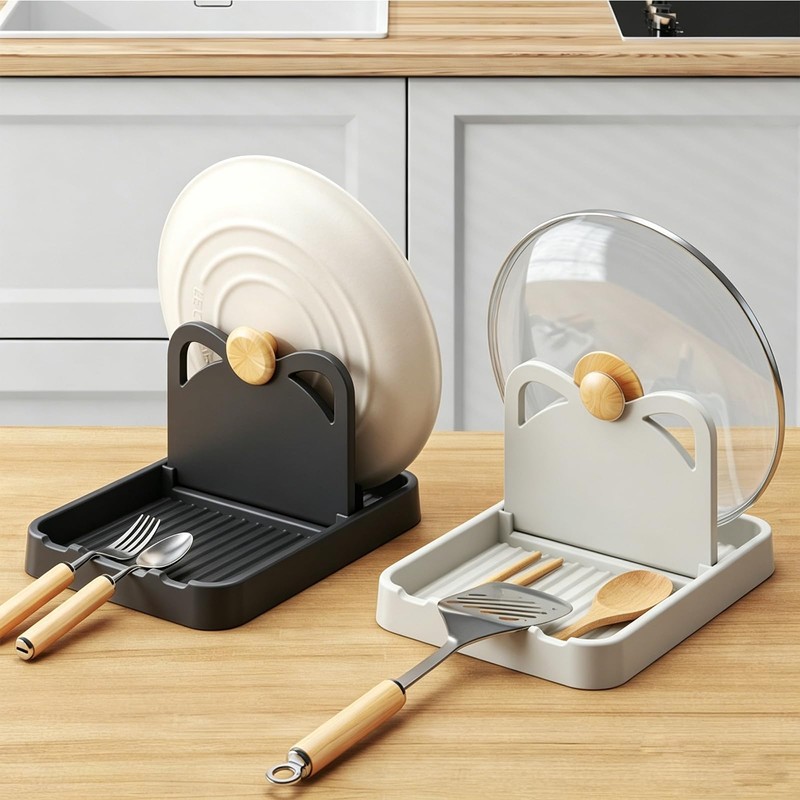 Gzummer Spoon Rest with Lid Holder, Heat-Resistant Pot Lid Rest,