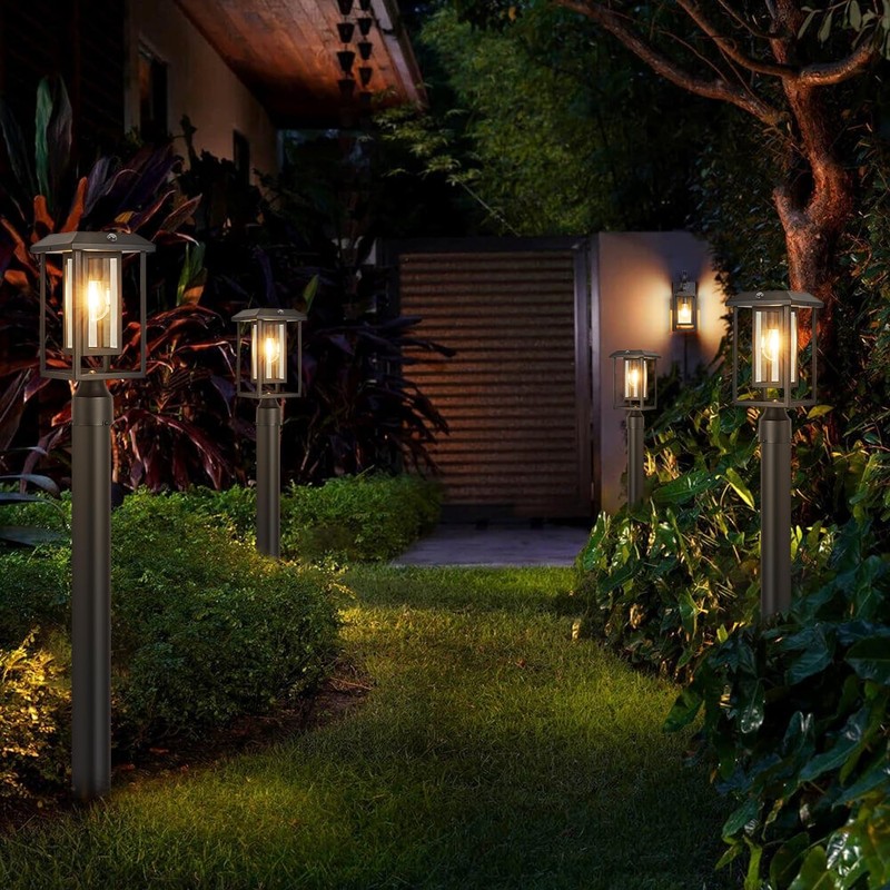 SCNYCUL Solar Lamp Post Lights for Outdoor with Pier Mount