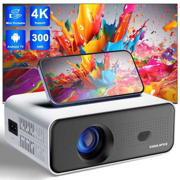 2024 Upgraded Smart Mini Projector - Auto Keystone, Electric Focus,