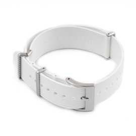 StrapHabit FKM Rubber Ribbed Military Style Dual Pass Strap - Convert to Single Pass - for Men and Women (20mm) (White, 20mm)