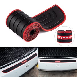 SINGARO Car Rear Bumper Protector, 41inch x3.5inch Car/SUV Universal Rubber Anti-Scratch Trunk Exterior Accessories（Black-White-Sport）