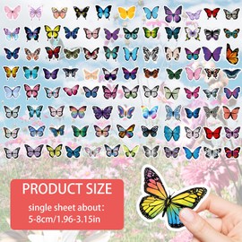 simarro 120-Piece Butterfly Sticker Set, Butterfly Stickers for Children, Colourful Butterfly, Cute Graffiti Stickers, Car, Luggage, Notebook, Waterproof Stickers