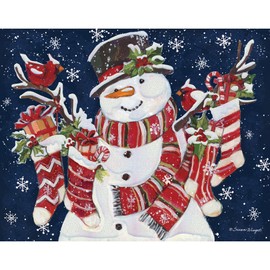 LANG Snowman & Stockings Boxed Christmas Cards (1004919) - 18 Festive Greeting Cards with Envelopes