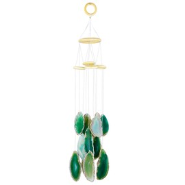 mookaitedecor Green Agate Slices Wind Chimes for Home Garden Decoration 20-23 Inches