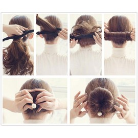 2 Pcs Womens Hair Styling Tools Pearl Foam Sponge Donut Bun Maker Clip Hook Holder Hairstyle DIY Accessories