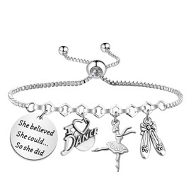 PLITI Dancing Gift Dancer Gift Dance Lover Gift Dance Recital Gift She Believed She Could So She Did Dance Bracelet (believed dance bgCA)