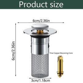 2 Bathroom Sink Plugs, Pop Up Sink Drain Filter, Sink Plugs for 1.3-1.6 inch/34-40 mm Drains, Universal Pop-Up Drain Plug, Bathtub Sink Strainer with Hair Filter, Sink Stopper Replacement