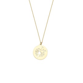 MIONZA 14K Solid Gold Dandelion Necklace, Minimalist Round Pendant, Wish Flower Jewelry, Gift for Her, 14K Solid Gold and Gold Plated Options (Gold Plated)