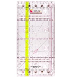 Guidelines4Quilting Guidelines Ruler - 6-in x12-in, Non-Slip, Unbreakable Quilting Ruler - Connectable, Self-Aligning, Safer Rotary Cutting with Finger Guard - Angle Line Marker, Left-Handed Friendly