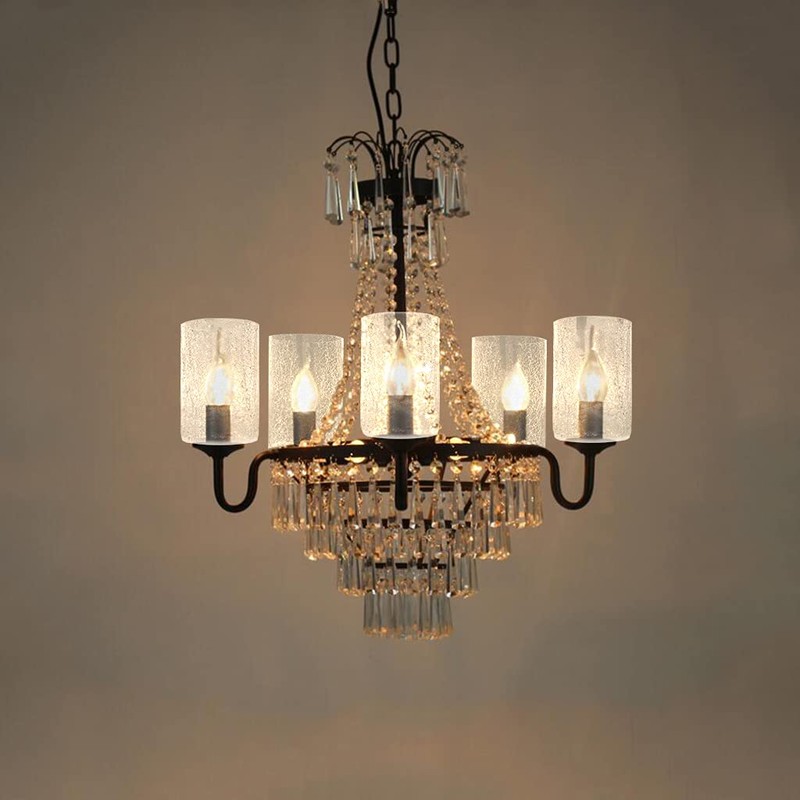 Skelang 4 Pcs Clear Glass Shade, Light Shade with Crackle,