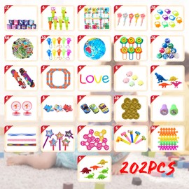 SUNXBUK 202 Piece Children's Birthday Party Bag Set, Party Favours Set, Children's Small Toy, Filling for Pinata, School Classroom Rewards, Goodie Bag Fillers, Party Give Aways