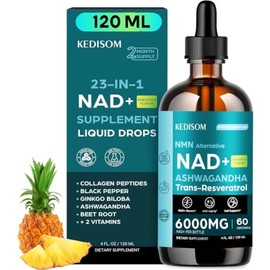 Suplemento liposomal NAD 23 en 1, gotas líquidas NAD+ con resveratrol, extracto de pimienta negra, apoya la salud mitocondrial antienvejecimiento, cer
