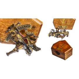 Sailor's Art Antique Brass Nautical Sextant with Wooden Box,Kelvin & Hughes 1917 London Brass Sextant for Mariners Surveyors,Navigation Instruments Sextant,Vintage Style Wedding,Graduation Gifts