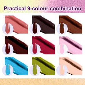 U-Shinein Gradient Painting Gel Set, 9 Colors Ombre Gel Nail Polish Red Brown Light Blue Pink Sponging for Pigment Pat Aura Nails French Manicure Soak Off UV Canyon Bloom