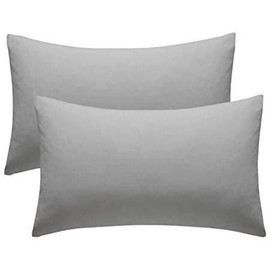Grey Pillow Cases 2 Pack Hotel Quality Poly Cotton Pillowcases Covers (Gray, 2 x Pillow Cases)