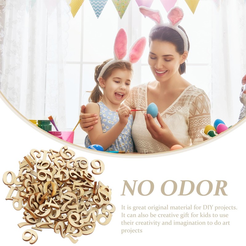 Healifty Wooden Numbers Natural Wooden Slice Embellishments for Scrapbooking Party