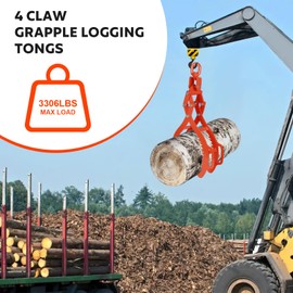 32inch 4 Claw Log Grabber, Solid Steel Log Tongs with 3306 lbs Loading Capacity, Eagle Claws Design Log Lifting Tongs, Heavy Duty Grapple Hook for Trucks Tractors Timberjacks Forklifts