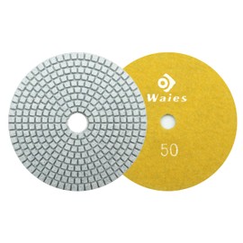 Waies 125 mm Grit 100 Diamond Sanding Pad for Wet Grinding Velcro Attachment for Granite Stone Concrete Marble