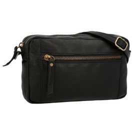 Gusti Dominic Women's Leather Shoulder Bag Party Bag Festival Bag Vintage Black Leather, black