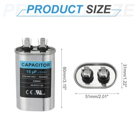 PATIKIL CBB65 Capacitor, 15uF 370-440 VAC 50/60Hz Aluminium CBB65 Air Conditioner Motor Starting Capacitor for HVAC Systems, Air Conditioner, Heat Pump