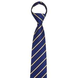 Elfeves Corbata de microfibra a rayas para hombre, con cierre de cremallera, azul rey/dorado , Talla única