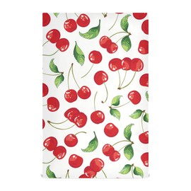 susiyo Red Cherry Fruits Kitchen Dish Towel, Set of 4 Pcs Soft Polyester Dish Cloth for Cooking Washing, 28 X 18 Inch