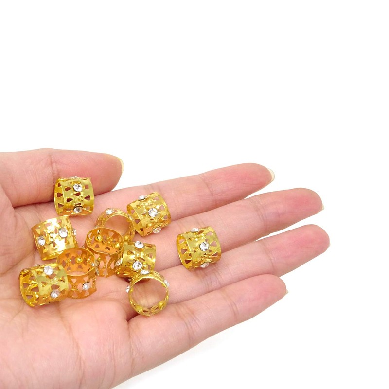 Honbay 20PCS Gold Rhinestone Hair Rings Dreadlocks Beads Braid Hair
