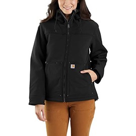 Carhartt Womens Super Dux Relaxed Fit Sherpa-Lined Jacket Work Utility Outerwear, Black, X-Small US