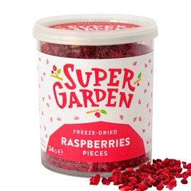 Super Garden Freeze Dried Raspberry Pieces - Flavourful, Nutritious Freeze Dried Raspberry Pieces – No Gluten, Preservatives or Added Sugar – Vegan Snack - Space, Astronaut Food - Gift Set (4 pack)
