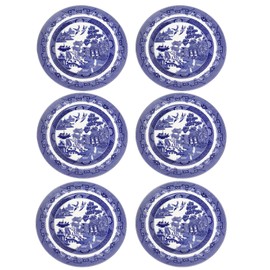 Darthome Set of 6 Blue Willow Dinner Plates 27cm Blue Ceramic Kitchen English Tableware